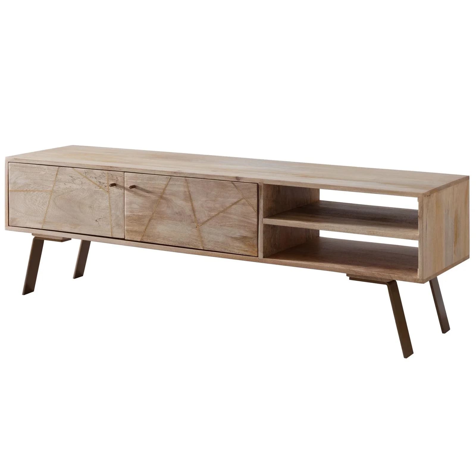 Lowboard SIKAR Braun Massivholz Mango mit goldenen Füßen