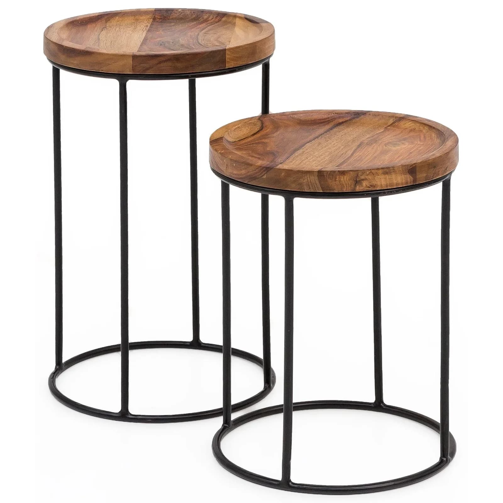 Beistelltisch Sheesham Massivholz Braun Schwarz
