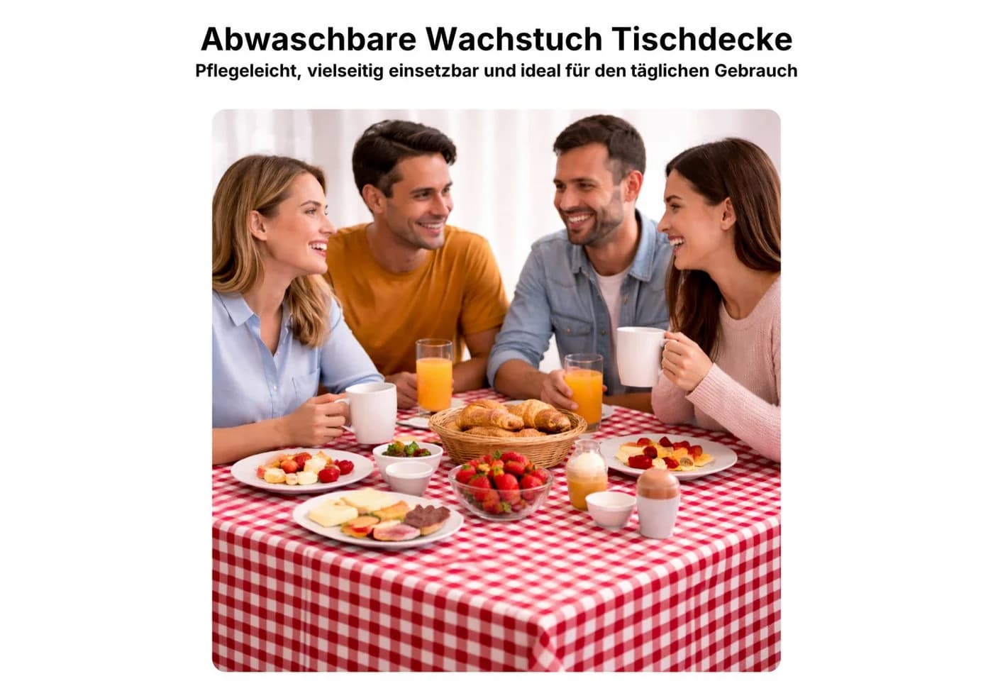 Melody Gartentischdecke Wachstuch Karo Rot Abwaschbar