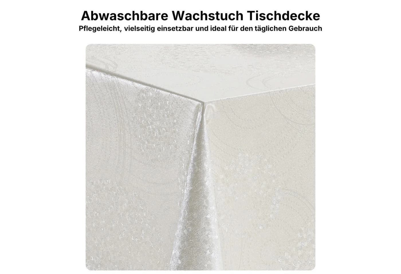 Melody Gartentischdecke Weiß PVC Abwaschbar Fleckenabweisend