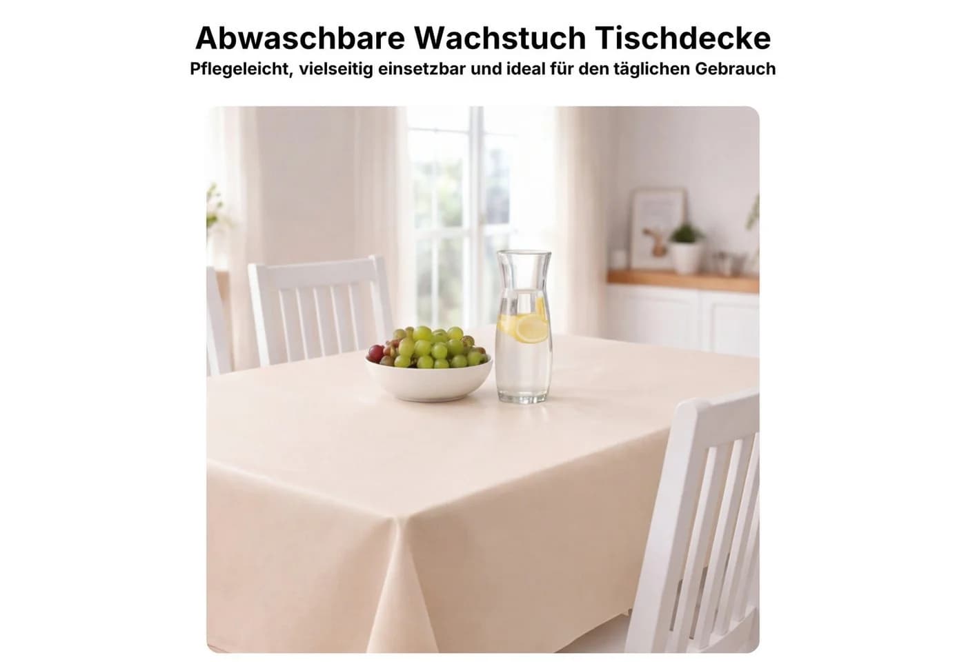 Melody Wachstuch-Tischdecke Creme wasserabweisend & pflegeleicht