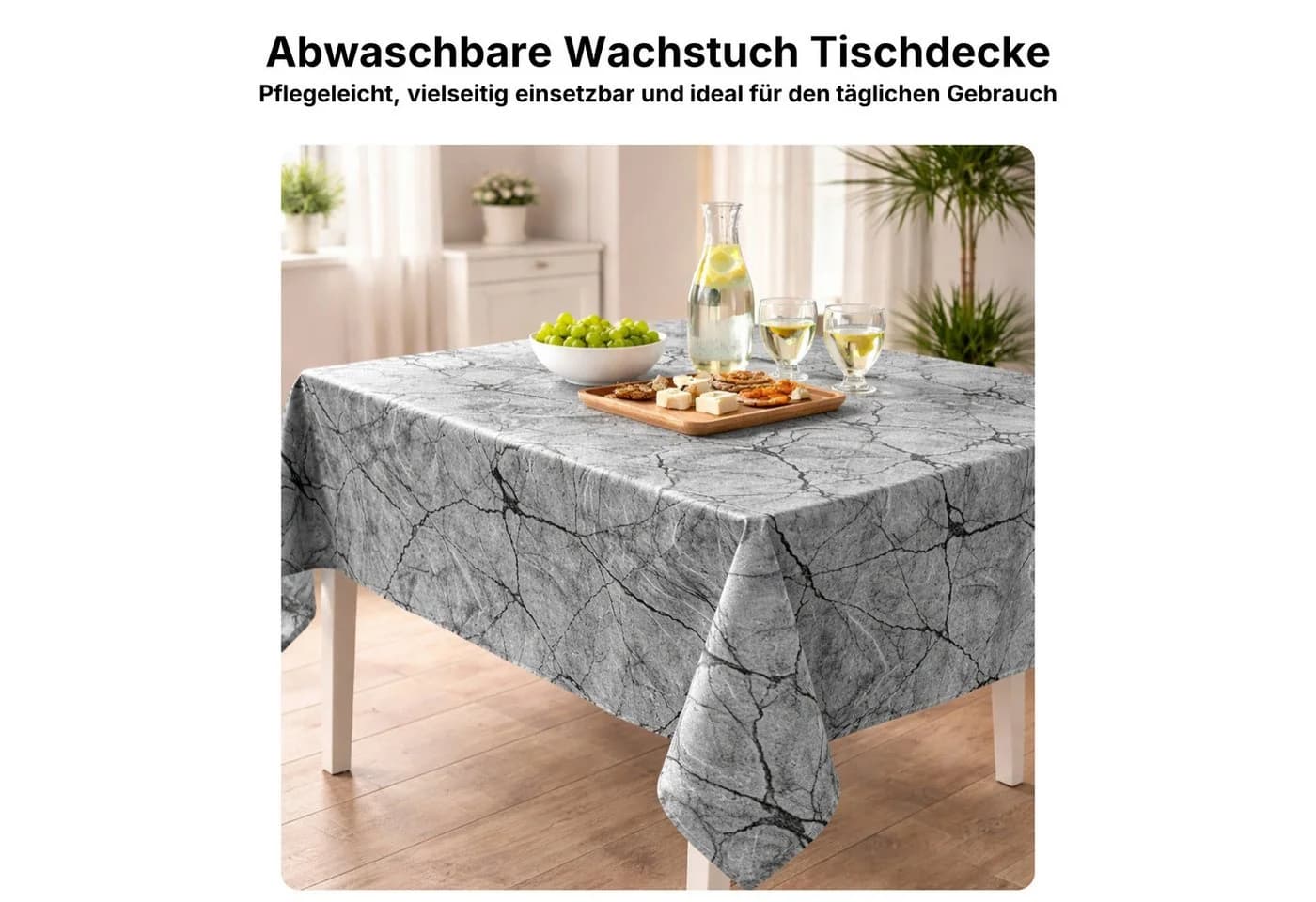Melody Wachstuchtischdecke Marmor Grau Abwischbar Fleckenabweisend