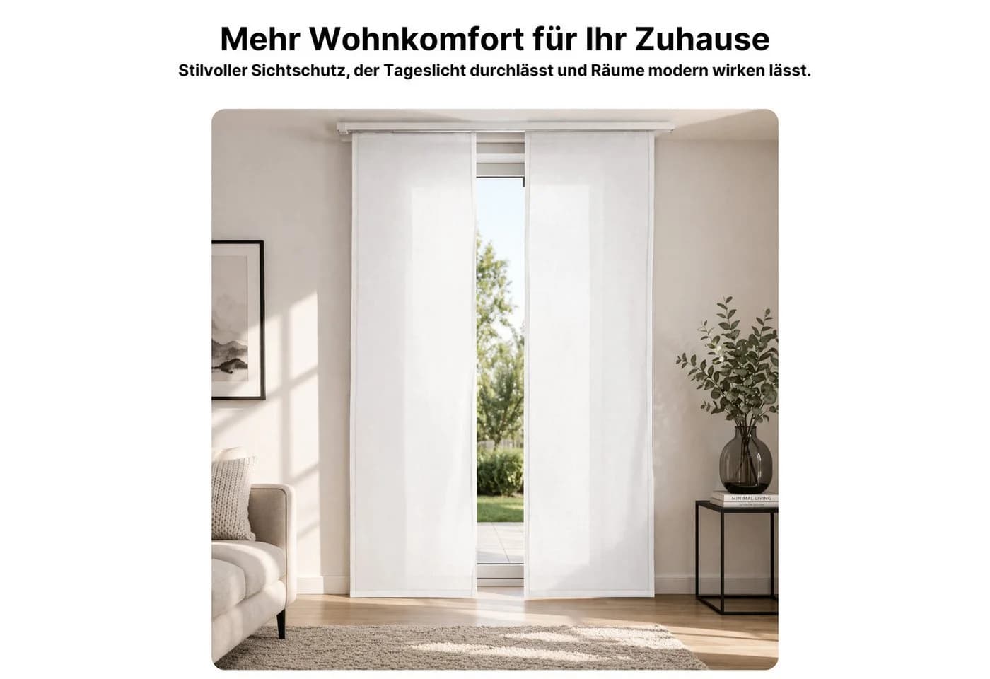 Melody Schiebegardine 2er-Set blickdicht mit Klettband Weiss