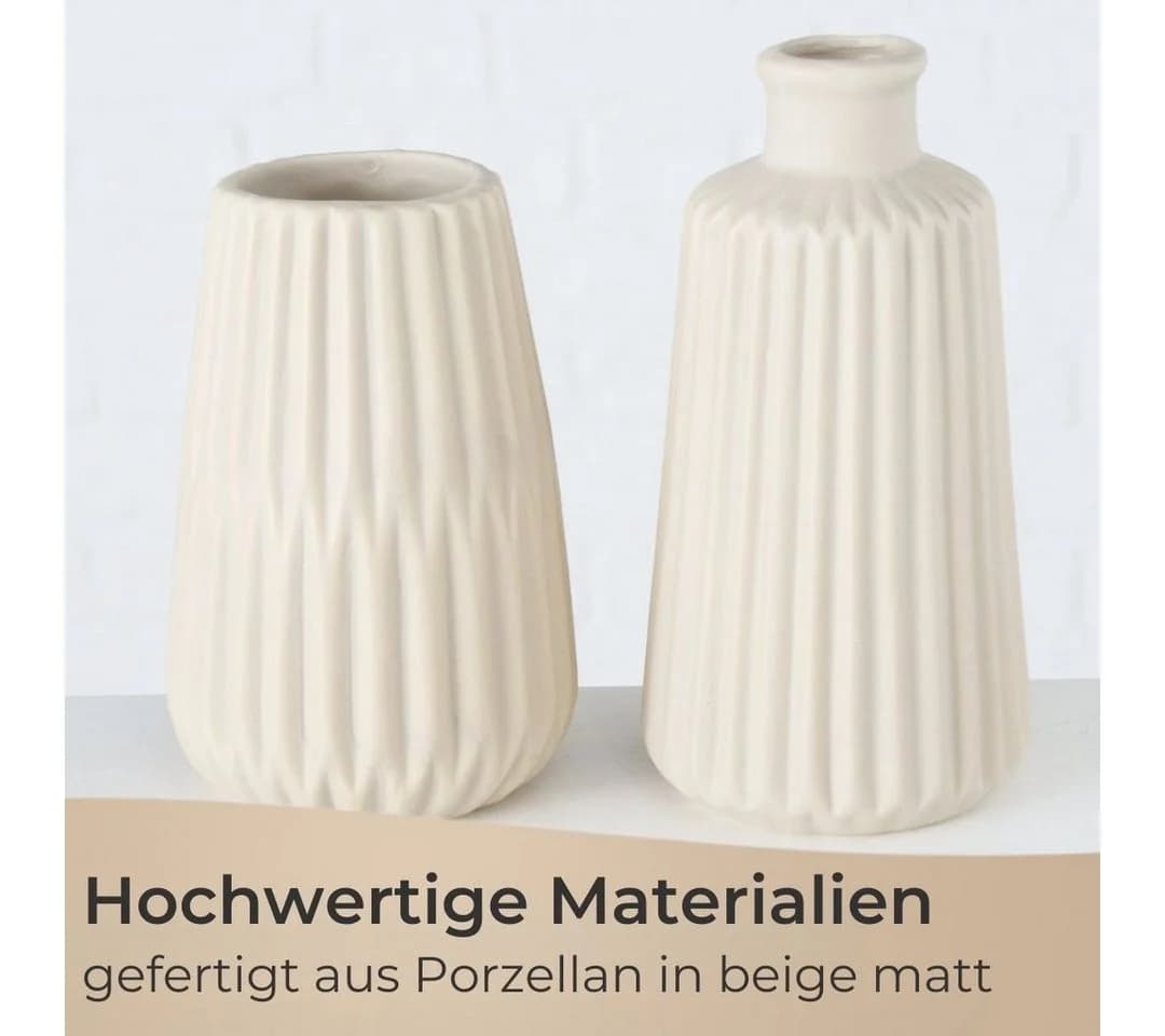 Topanbieter999 Dekovase 2er Set Beige Porzellan Skandinavisch