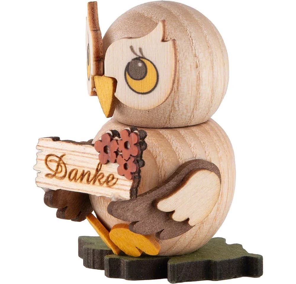 Kuhnert Dekofigur Eulenkind mit Danke-Schild 4cm