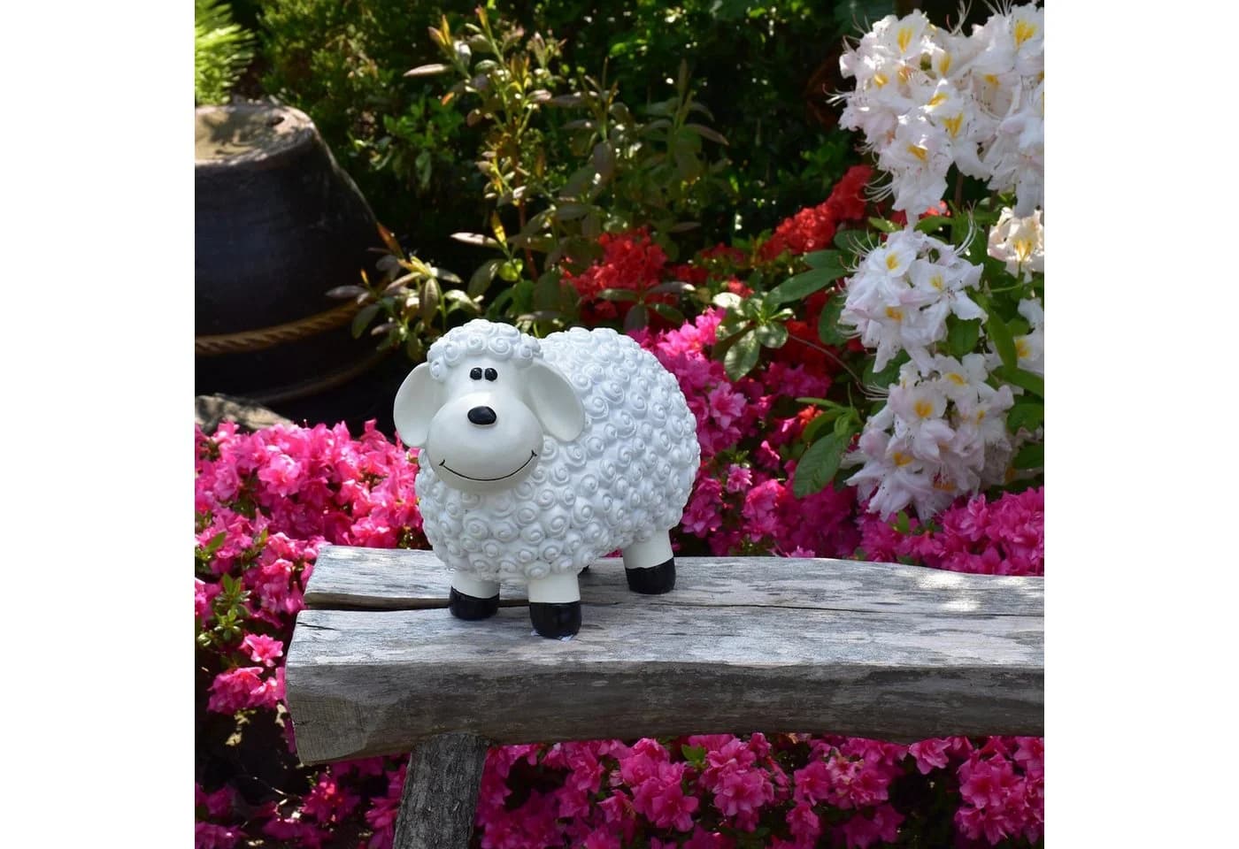 Geschenkestadl Gartenfigur Bunte Schafe Wetterfest Polystone
