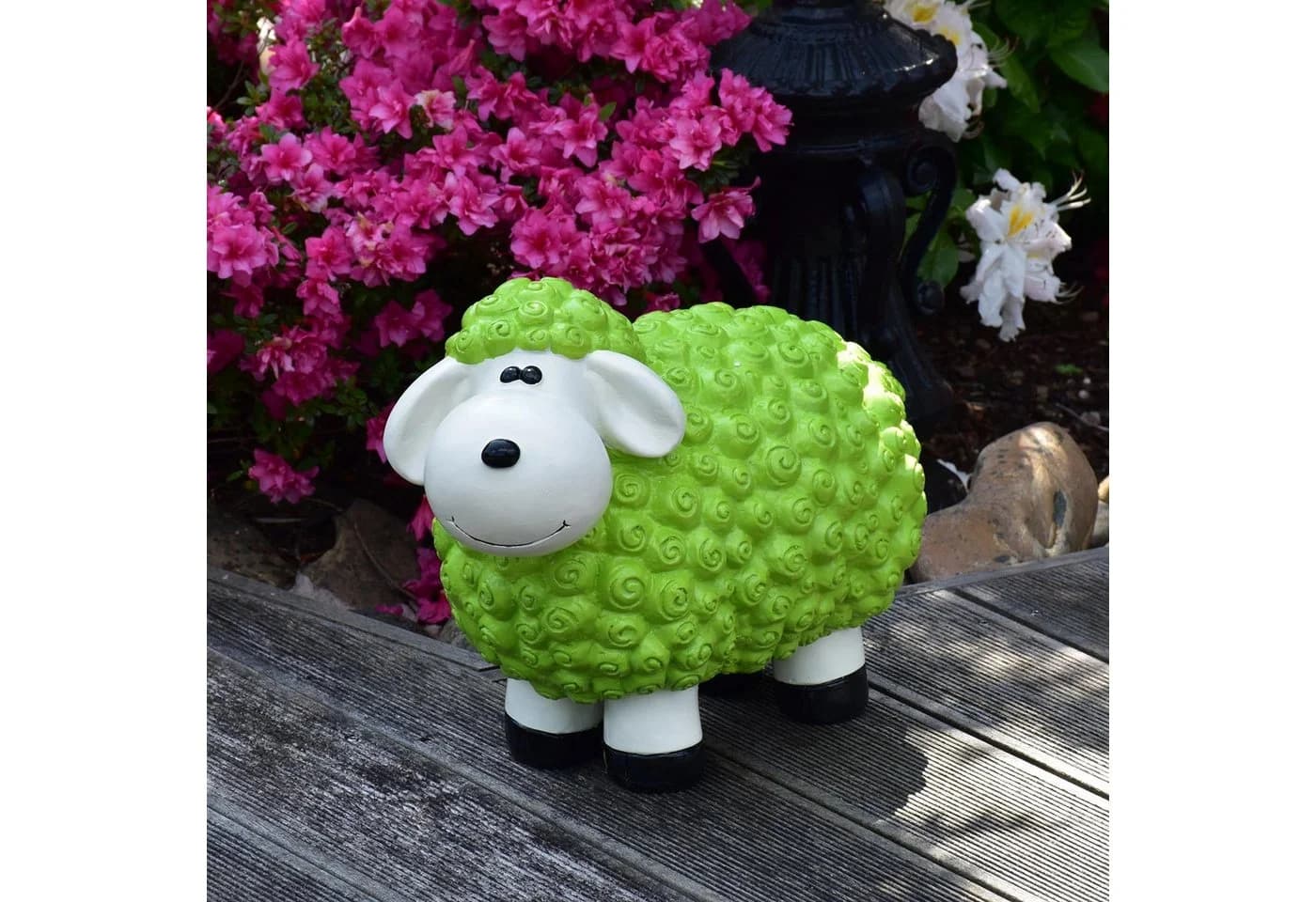 Geschenkestadl Gartenfigur XL Schaf Grün Wetterfest
