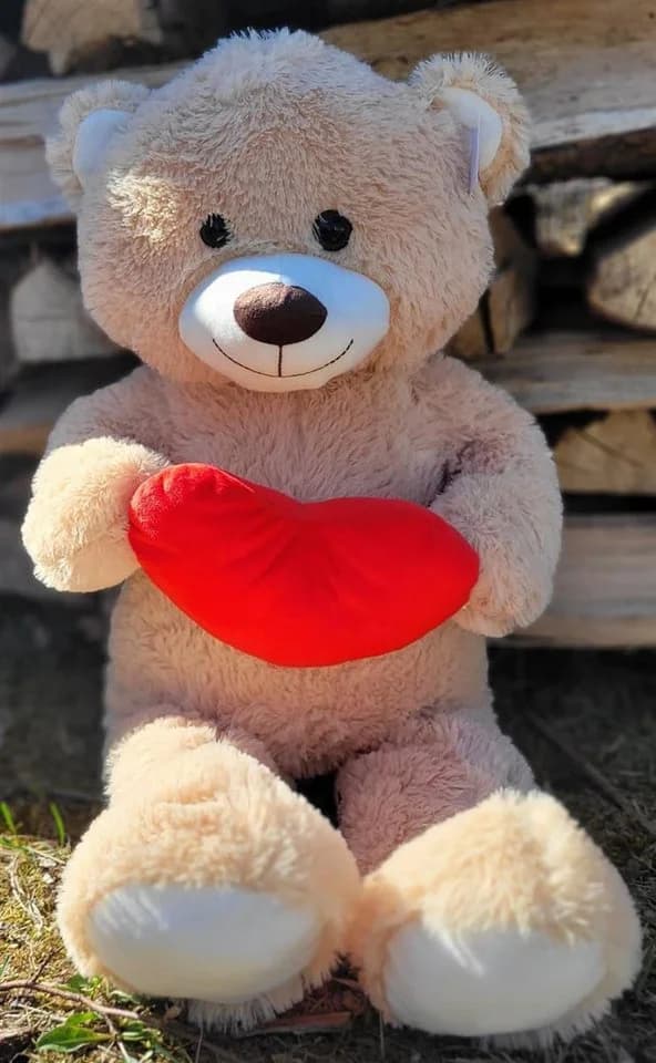 Geschenkestadl XXL Teddybär mit Herz 100 cm Kuscheltier