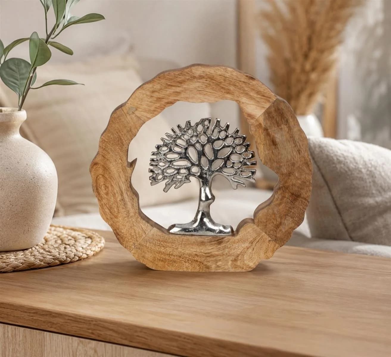 Geschenkestadl Dekobaum Lebensbaum Aluminium Holzring 26 cm