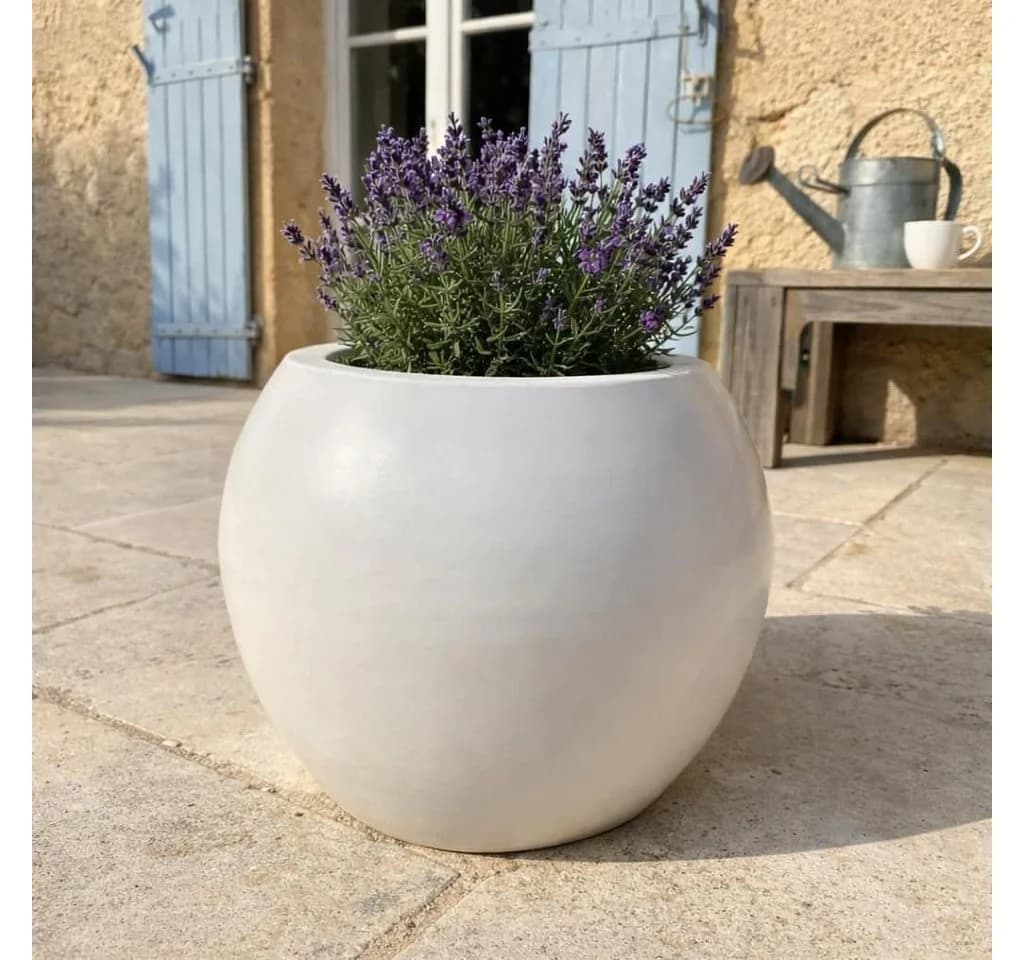 Elegant Einrichten Pflanzkübel Fiberglas Ball Perlmuttweiß
