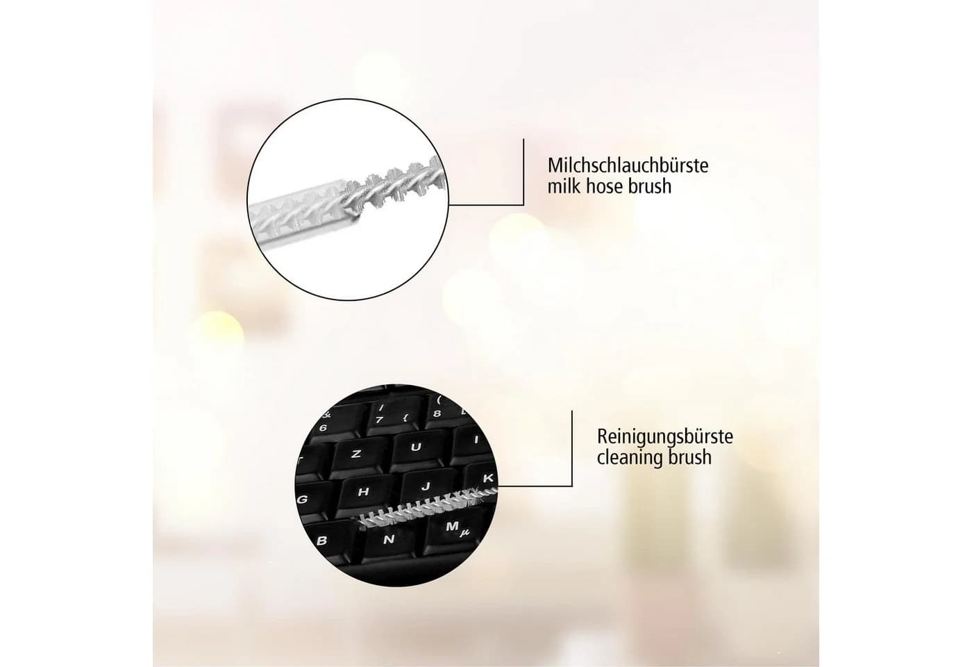 Lantelme Reinigungsbürsten-Set 3mm Milchschlauch 50cm Küchenpinsel