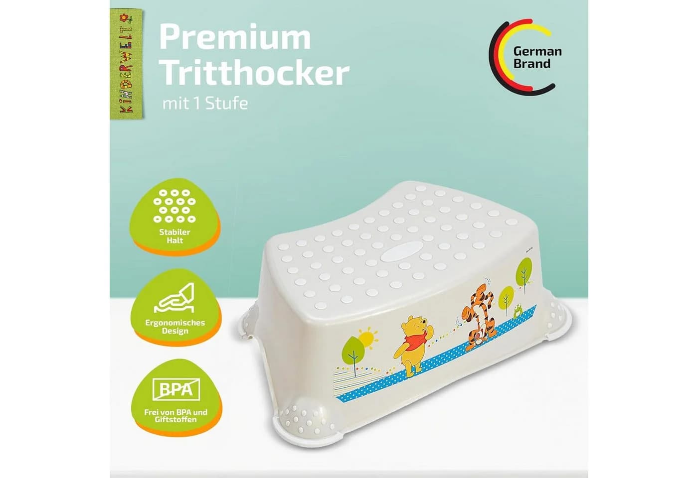 KiNDERWELT Tritthocker 2er Set Winnie Puuh perlweiß WC-Aufsatz + Hocker