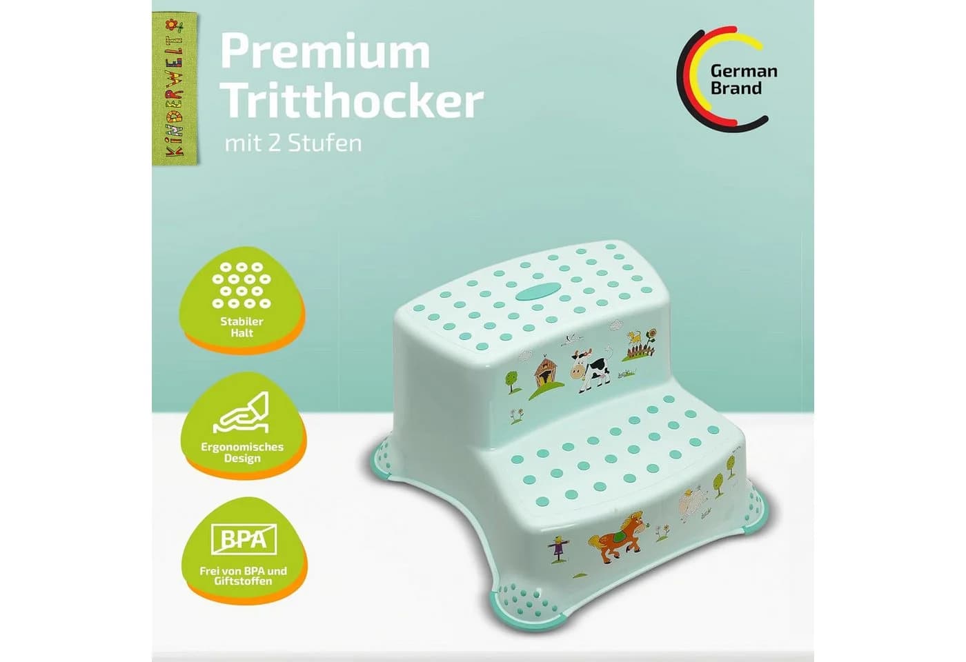 KiNDERWELT Tritthocker Premium Zweistufig Gelb