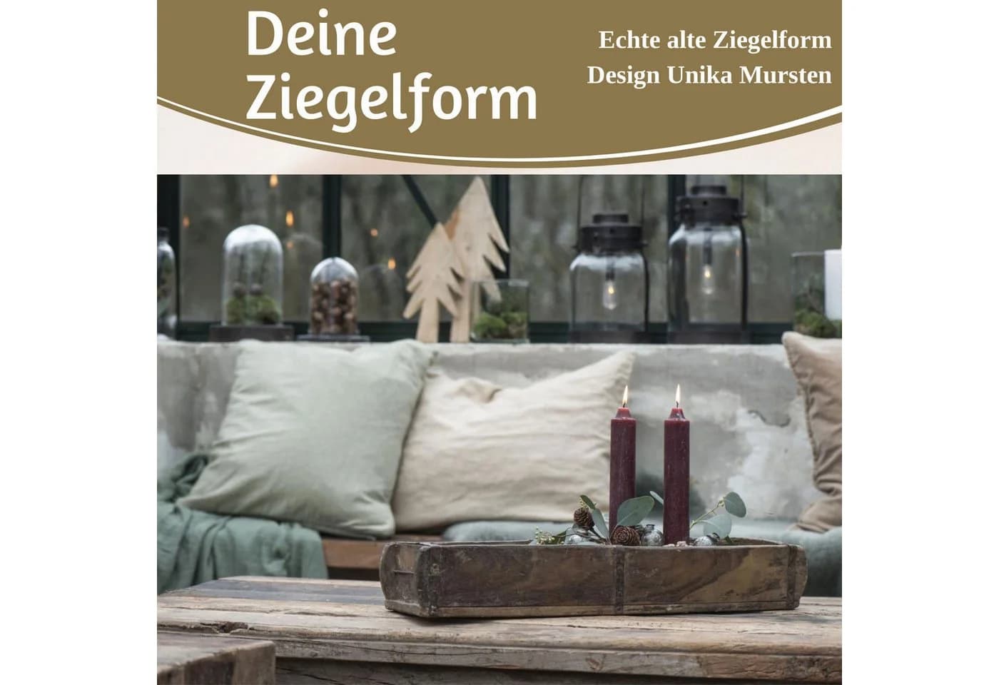 LS-LebenStil Kiste IB Laursen Holz Ziegelform 57cm Unika Braun 2-fach Aufbewahrungsbox