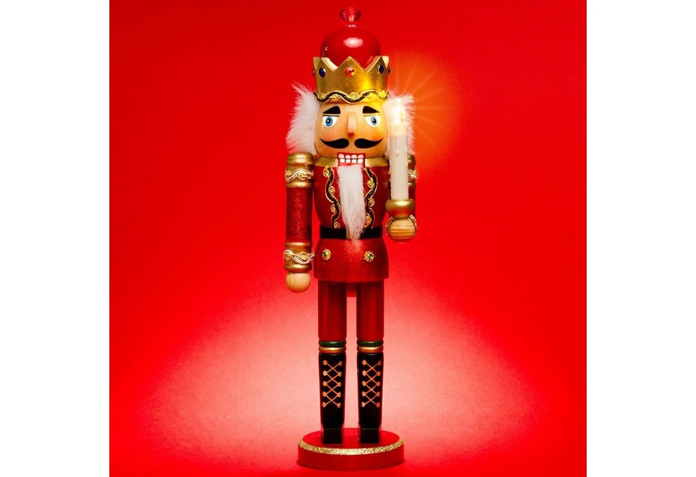 SIKORA Nussknacker Weihnachtsfigur mit LED-Kerze und Fernbedienung