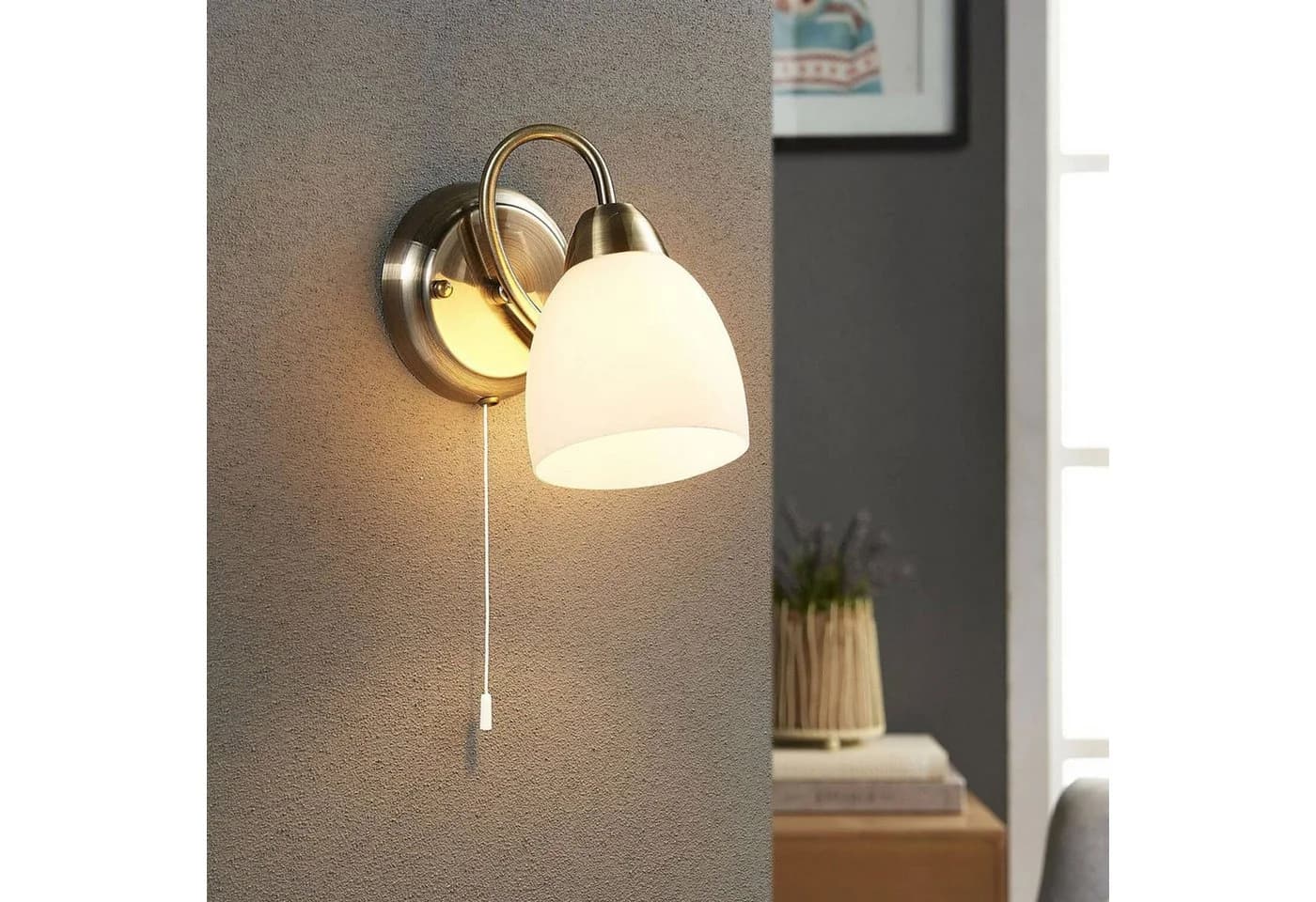 Lindby Wandleuchte Mael Glas Bronze IP20 1x40W