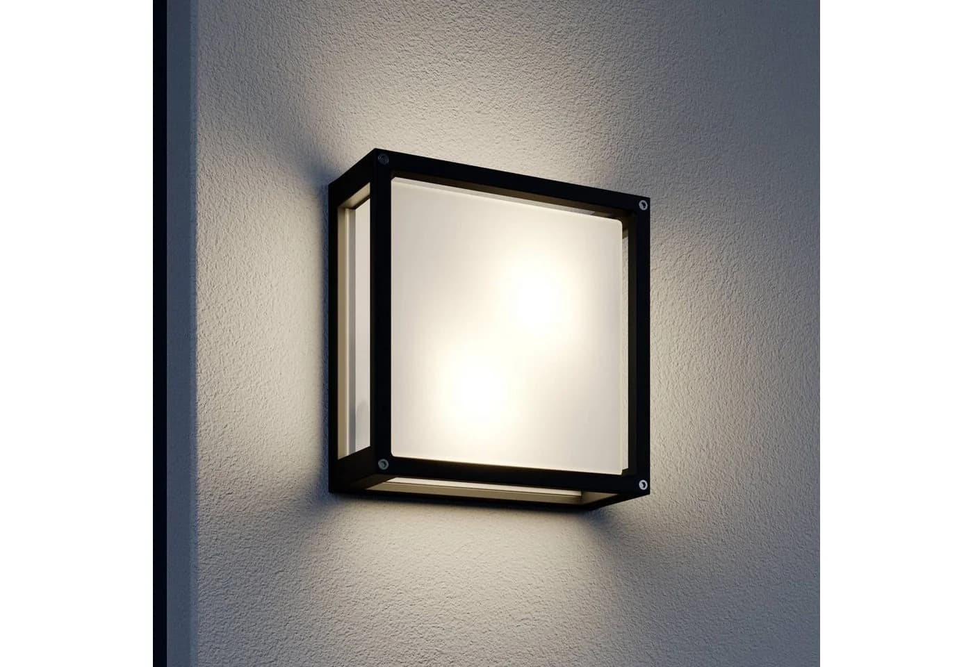 Lucande Außen-Wandleuchte Aurelien Metall Schwarz IP54 2x15W LED