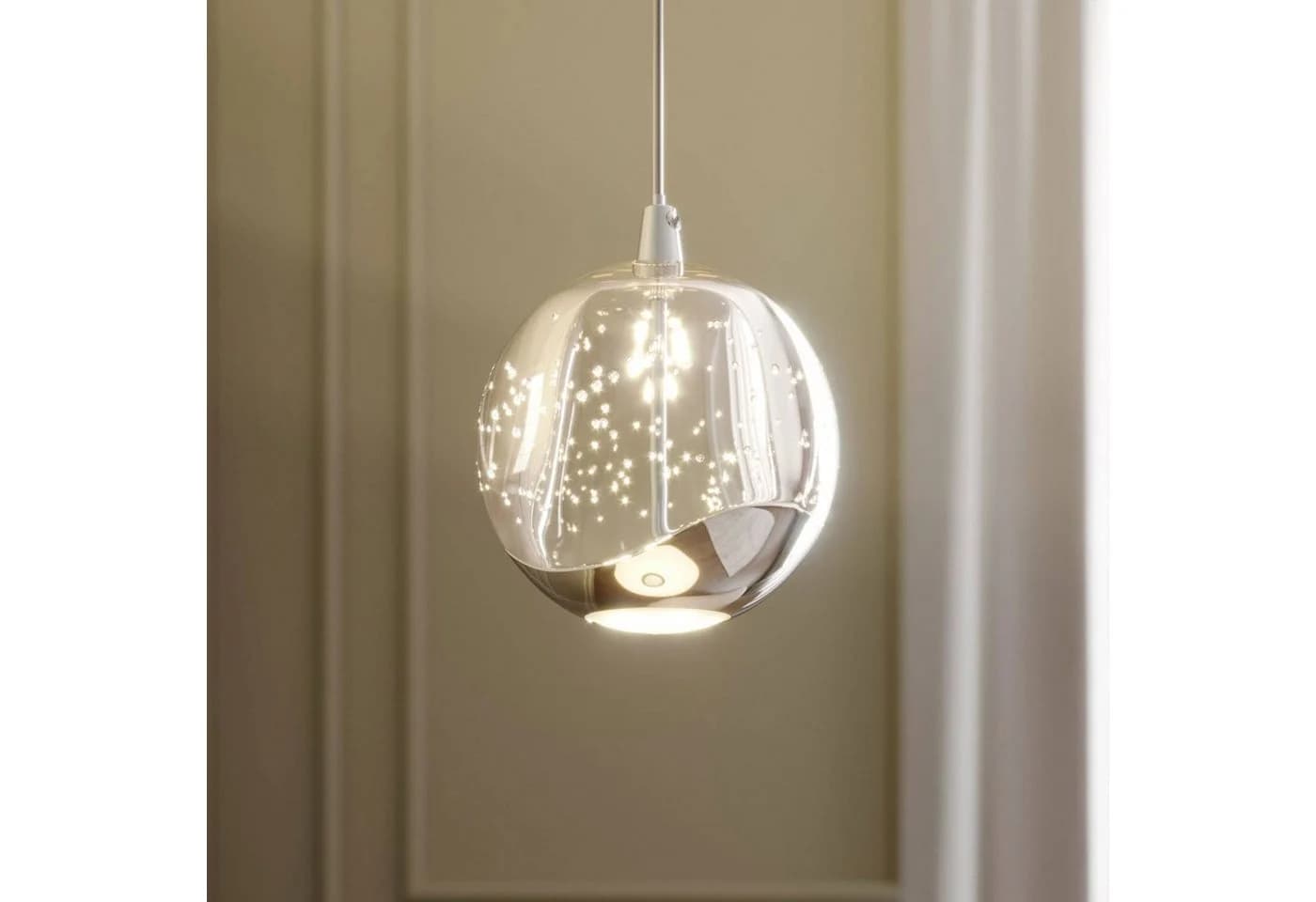 Lucande Hängeleuchte Hayley 1x5W LED Glaskugel Metall
