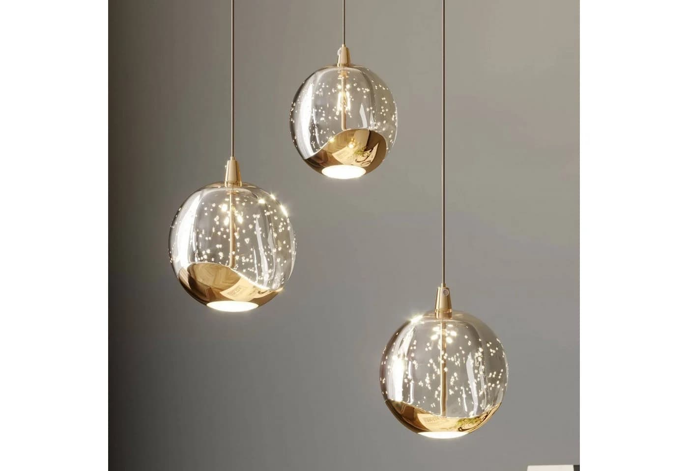 Lucande Hängeleuchte Hayley, 3 x 5 W LED, warmweiß, Glas & Metall