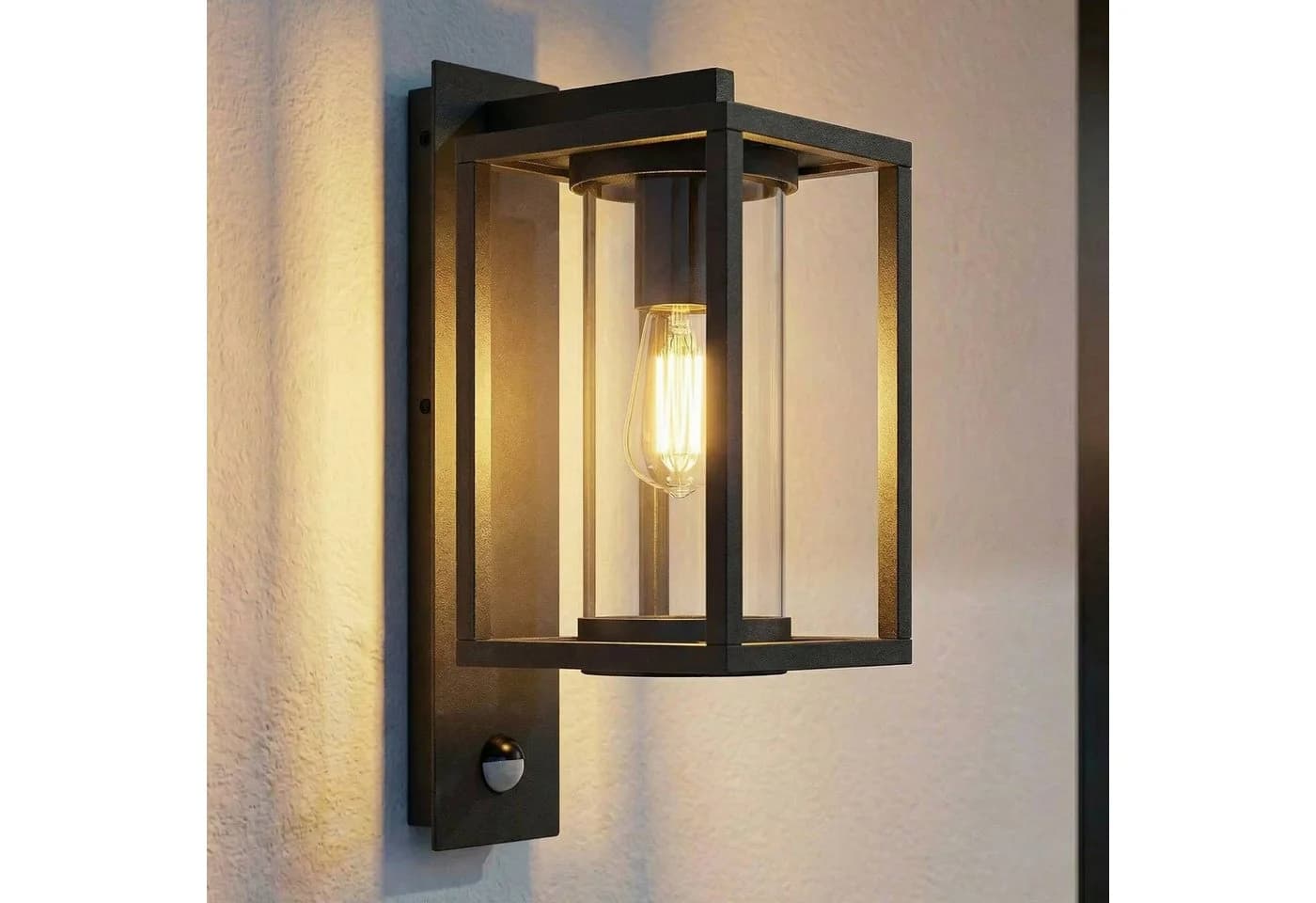 Lucande Außenwandleuchte Ferda, Sensor, Anthrazit, IP44