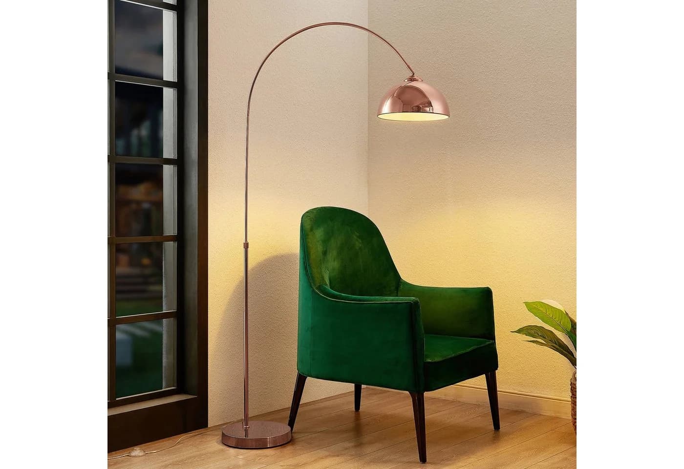 Lindby Bogenlampe Lennart Kupfer Höhenverstellbar E27