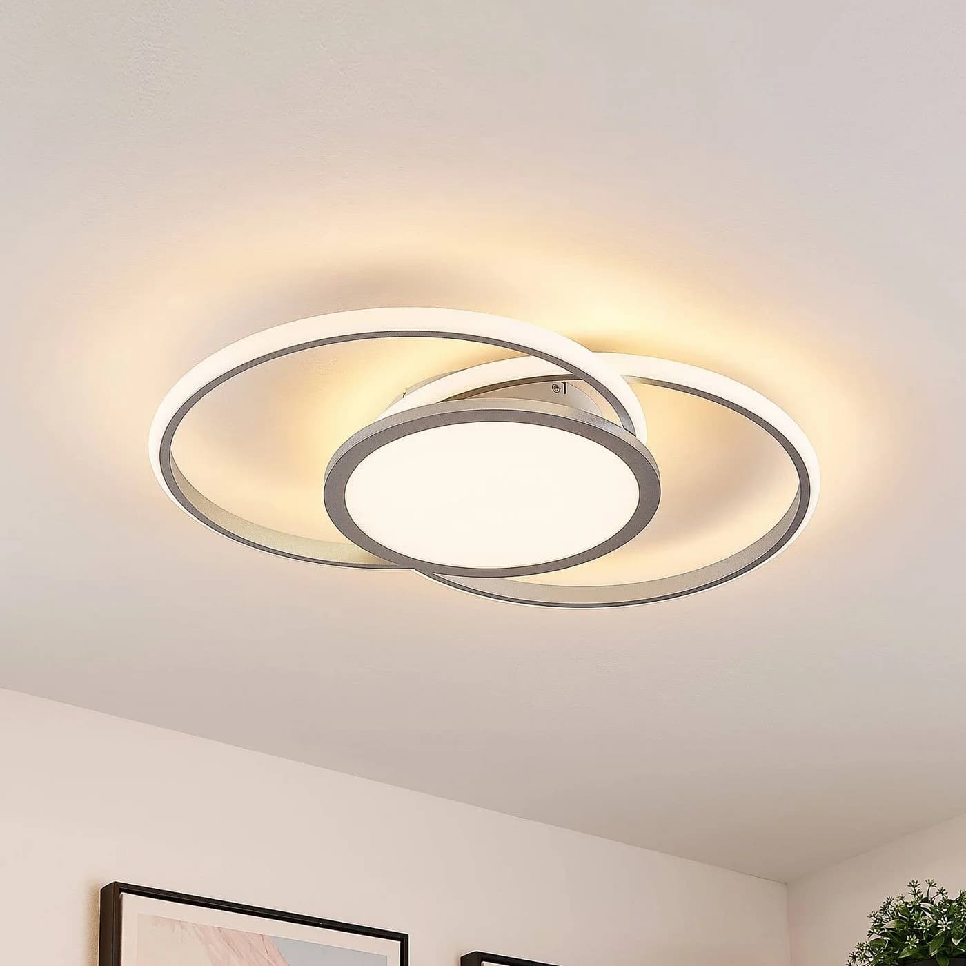 Lucande LED-Deckenlampe Senne 63 cm Silber Aluminium