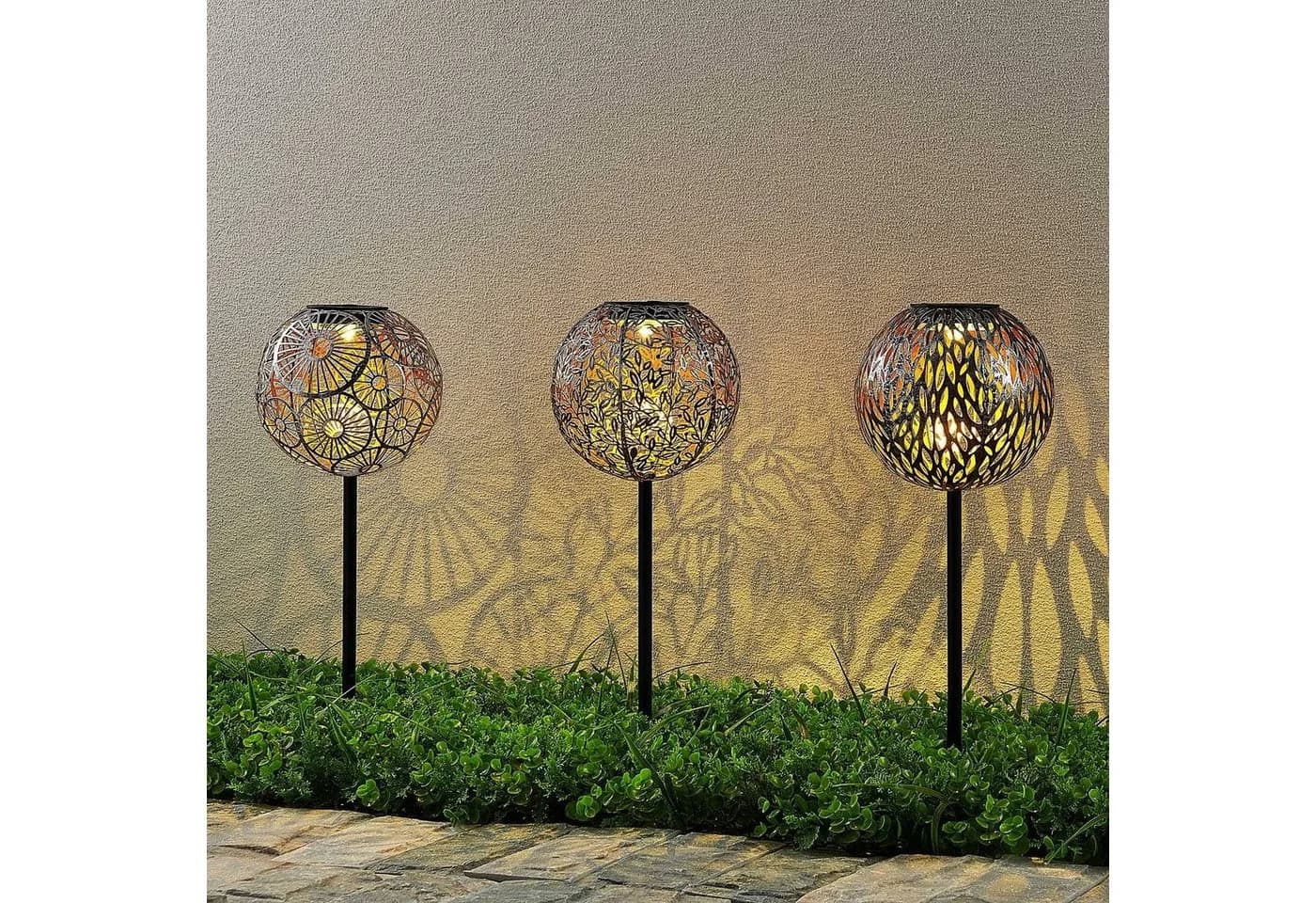 Lindby LED-Solarlampen Vilani 3er-Set 54cm Erdspieß IP44