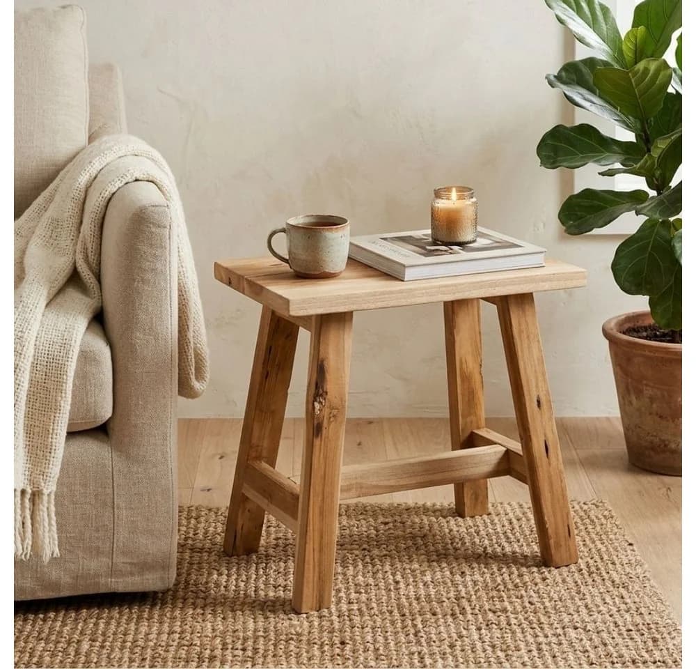 LebensWohnArt Sitzhocker GEMI aus recyceltem Teak Natural