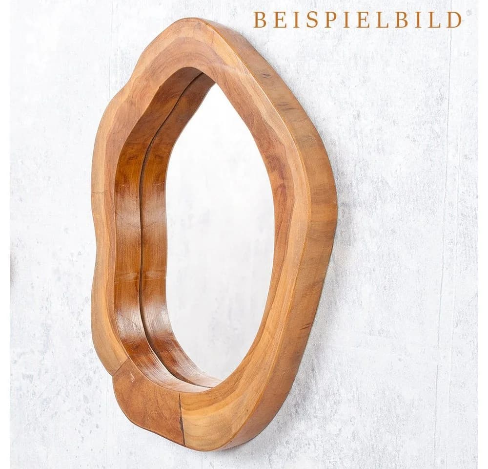 LebensWohnArt Wandspiegel SLICE Teak massiv ca. 35cm