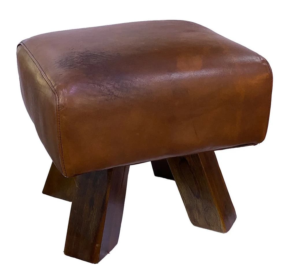 LebensWohnArt Sitzhocker MAXI-S Cognac Teak