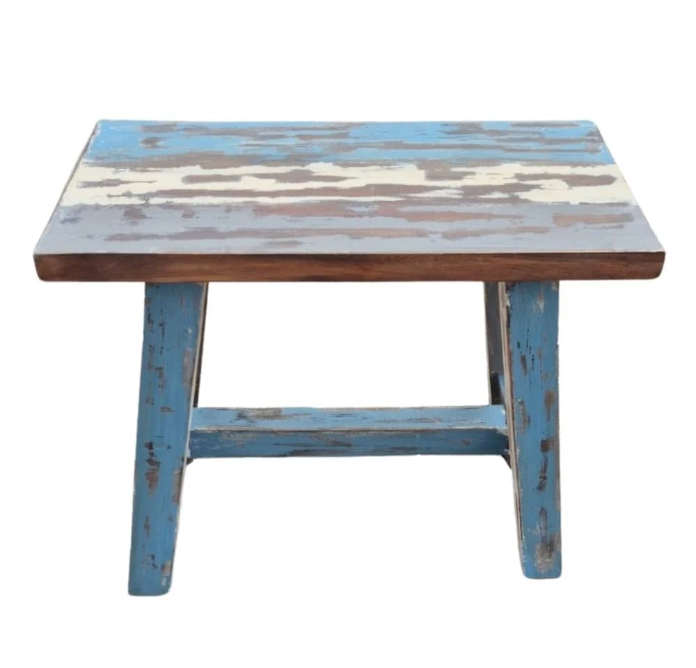 LebensWohnArt Sitzhocker RANCH Massivholz Mahagoni Bunt