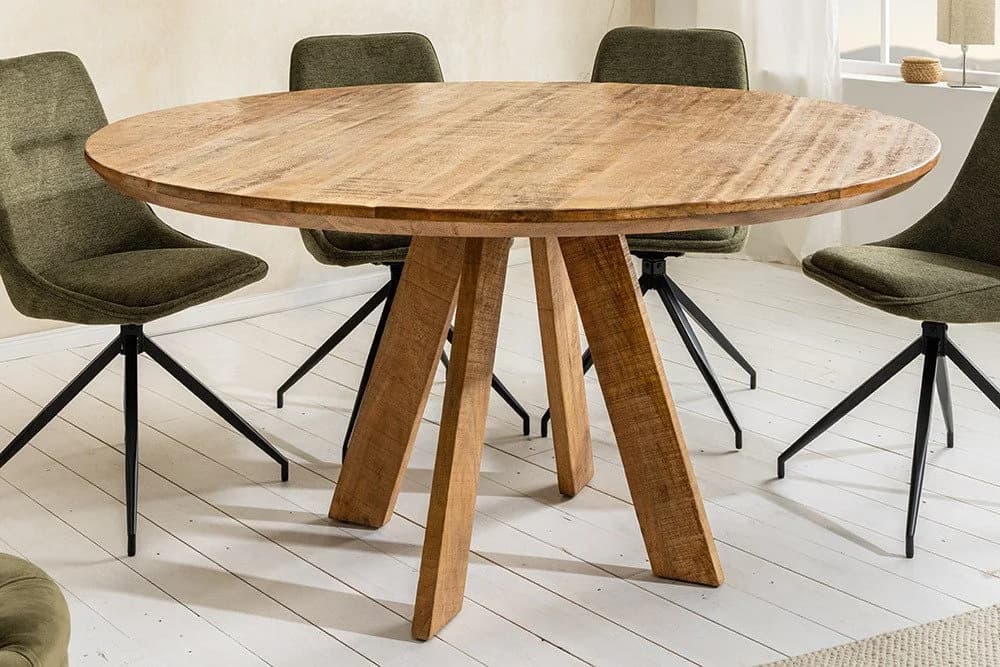 LebensWohnArt Esstisch GALAXY Rund Massivholz Mangoholz Braun