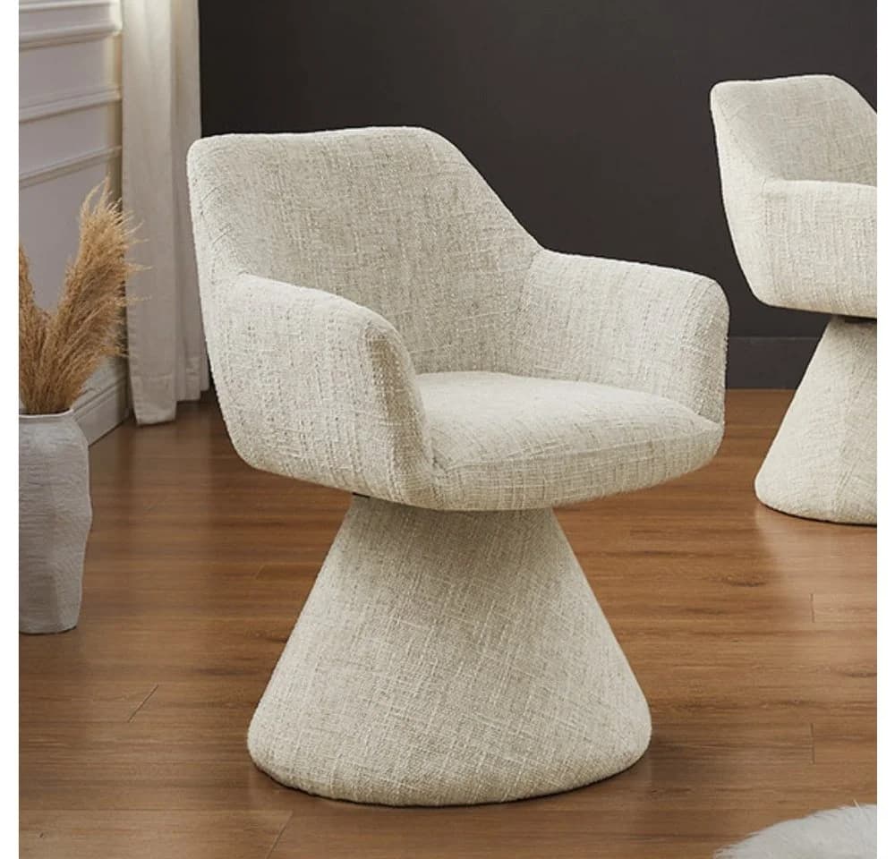 LebensWohnArt BIENTO Komfortstuhl Beige Chenille 180° Auto-Return