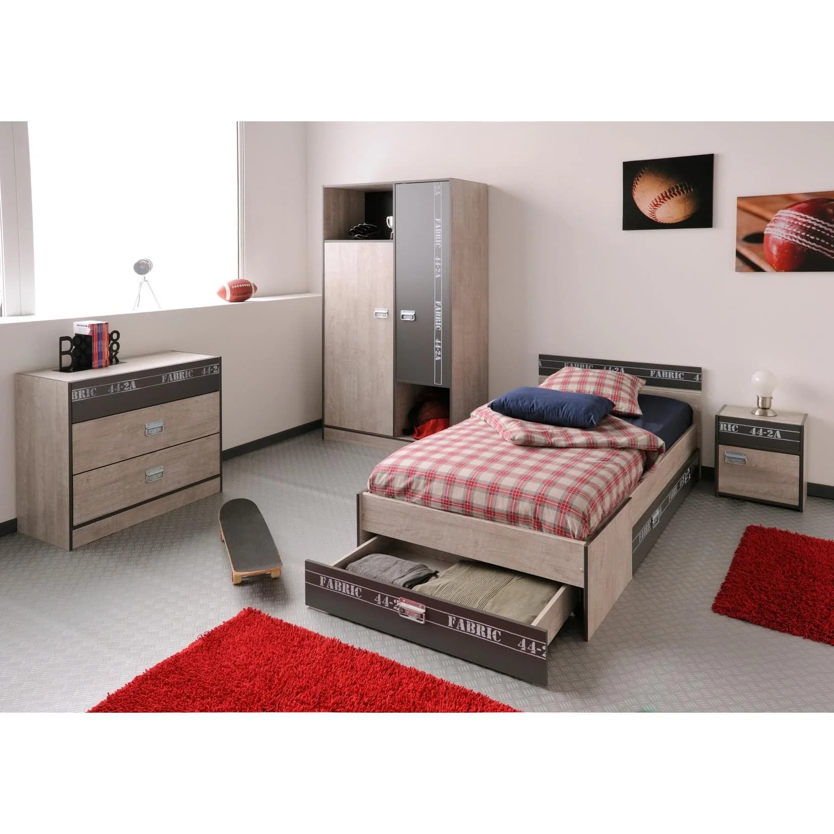 Parisot Jugendzimmer 4-tlg. Esche-grau mit Dekoprint