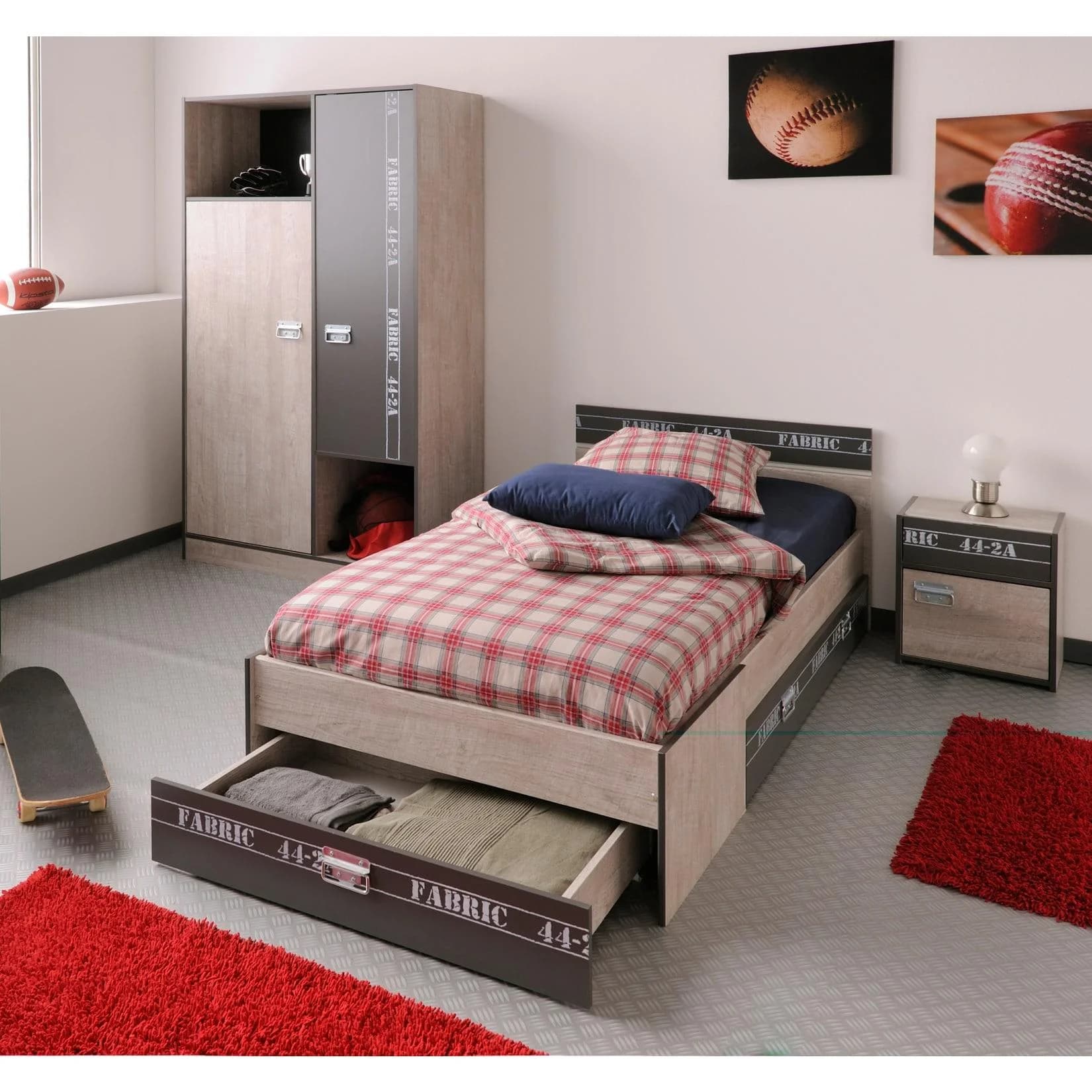 Parisot Kinder- und Jugendzimmer 3-tlg Fabric 2 Esche-grau