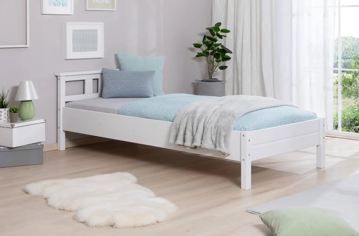 TICAA Merci Futonbett Weiß Kiefer Massivholz