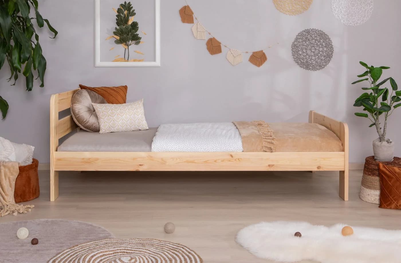TICAA Massivholzbett Bert FSC Kiefer Jugendbett mit Lattenrost