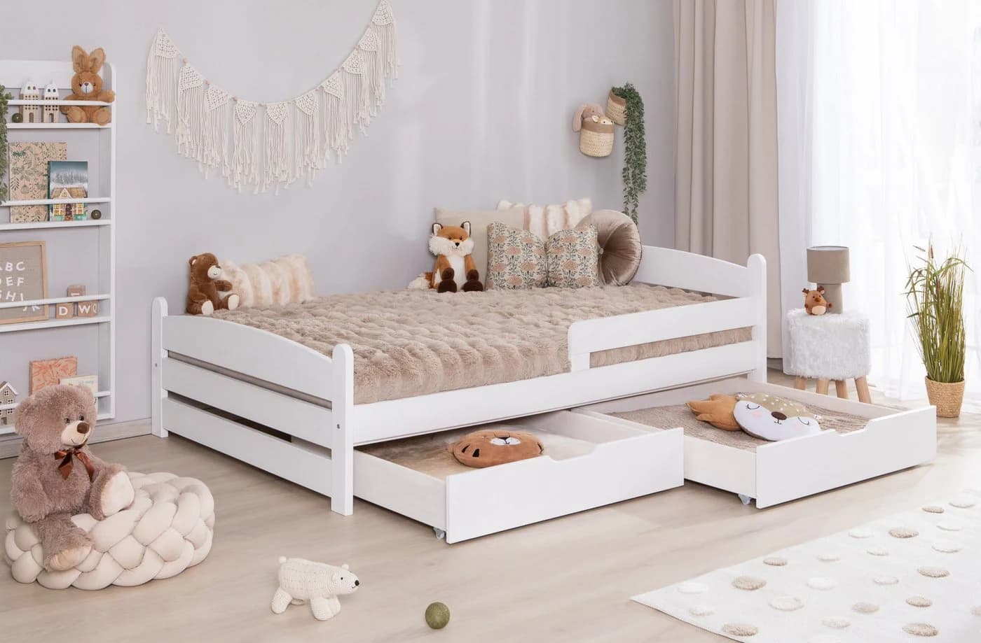 Ticaa Kinderbett Mello Einzelbett Weiß Massivholz
