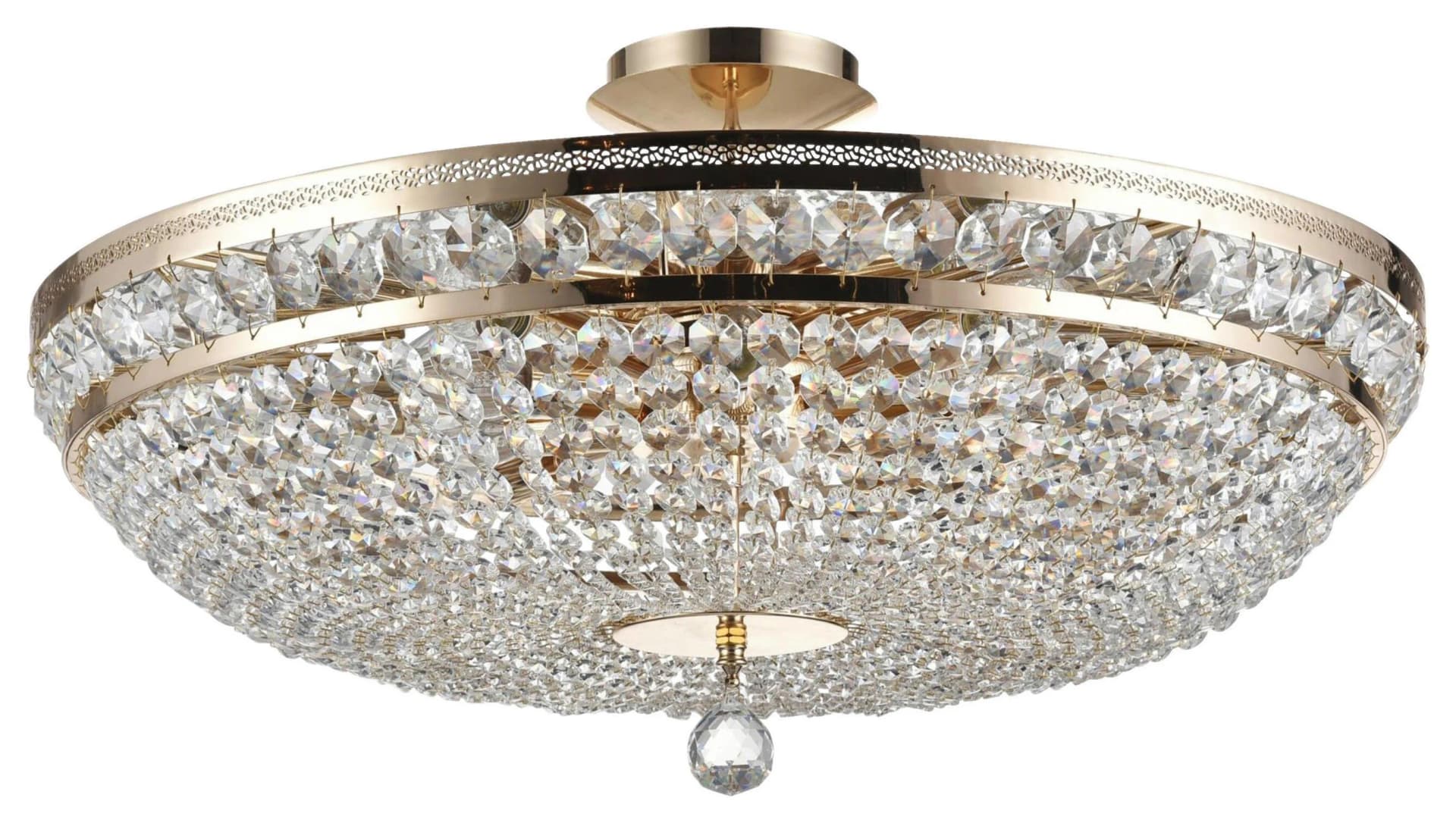 Maytoni Deckenleuchte Ottilia, Ø 65 cm, goldfarben, Kristall