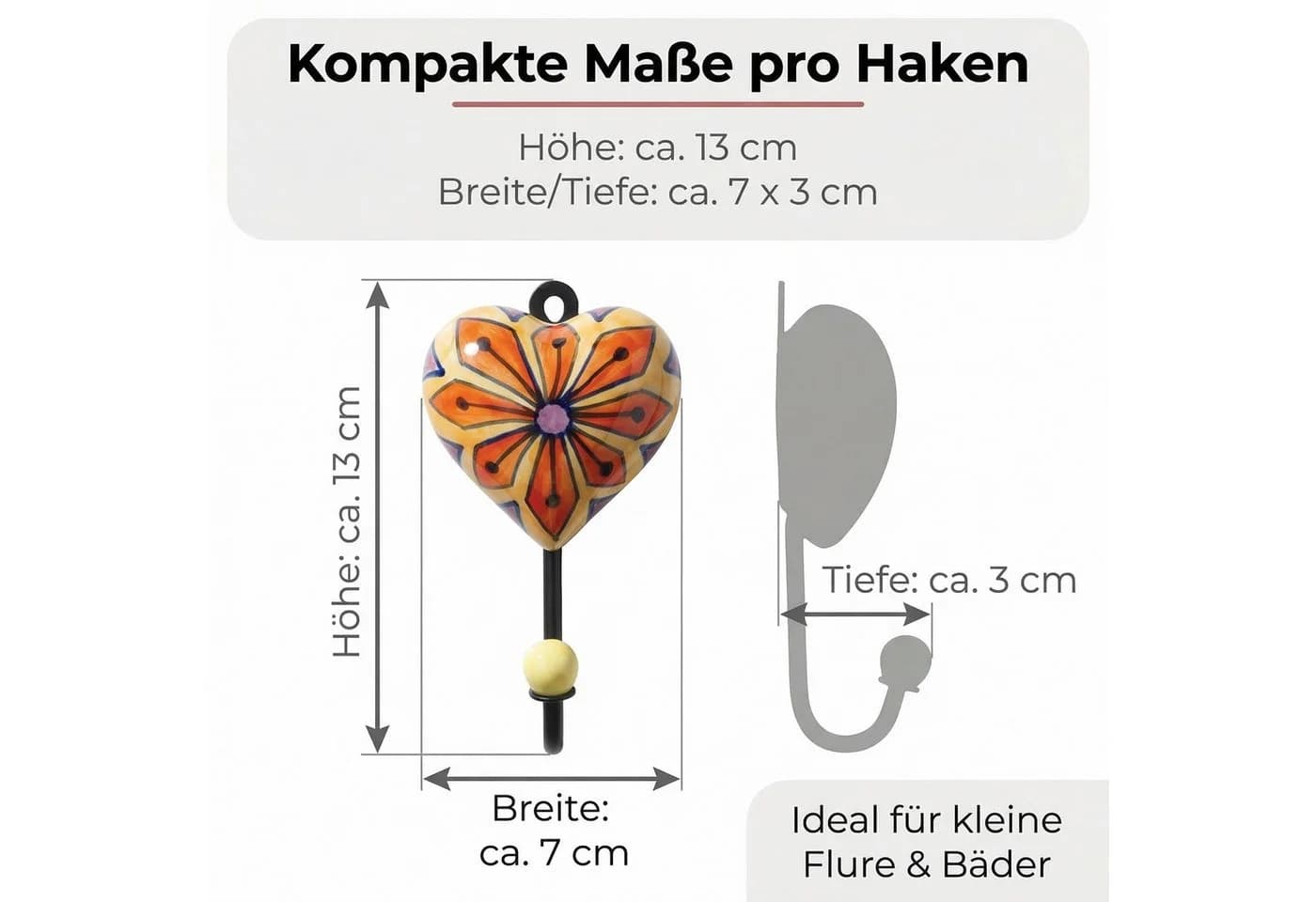 LK Trend & Style Garderobenhalter Herz-Design Blumenmuster