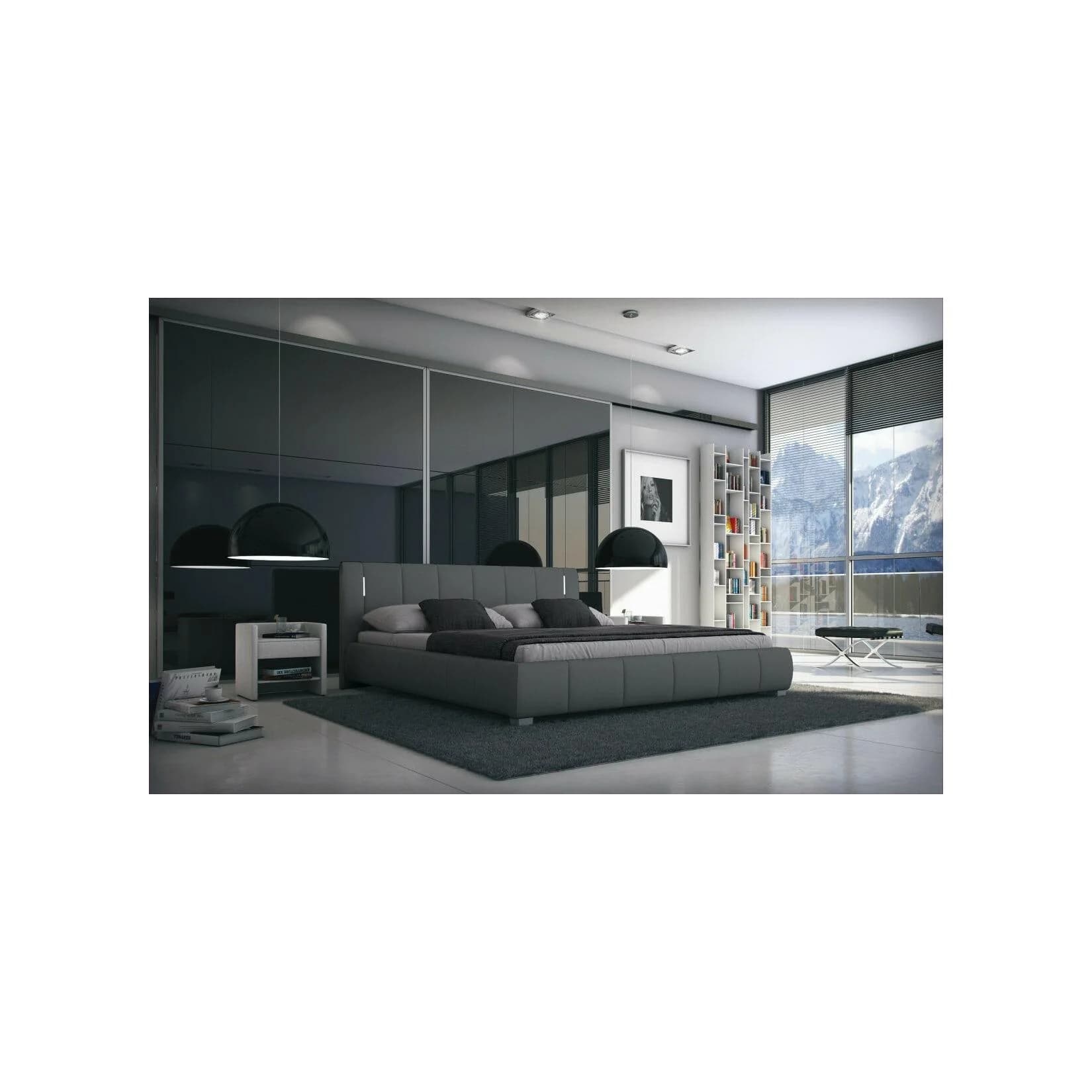 Sedex Bett Luna Grau mit LED Beleuchtung Polsterbett