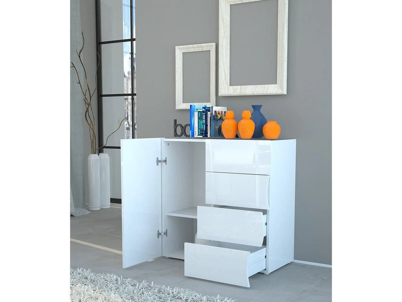 möbelando Highboard Onda, 90 x 81,2 x 40 cm (B/H/T)