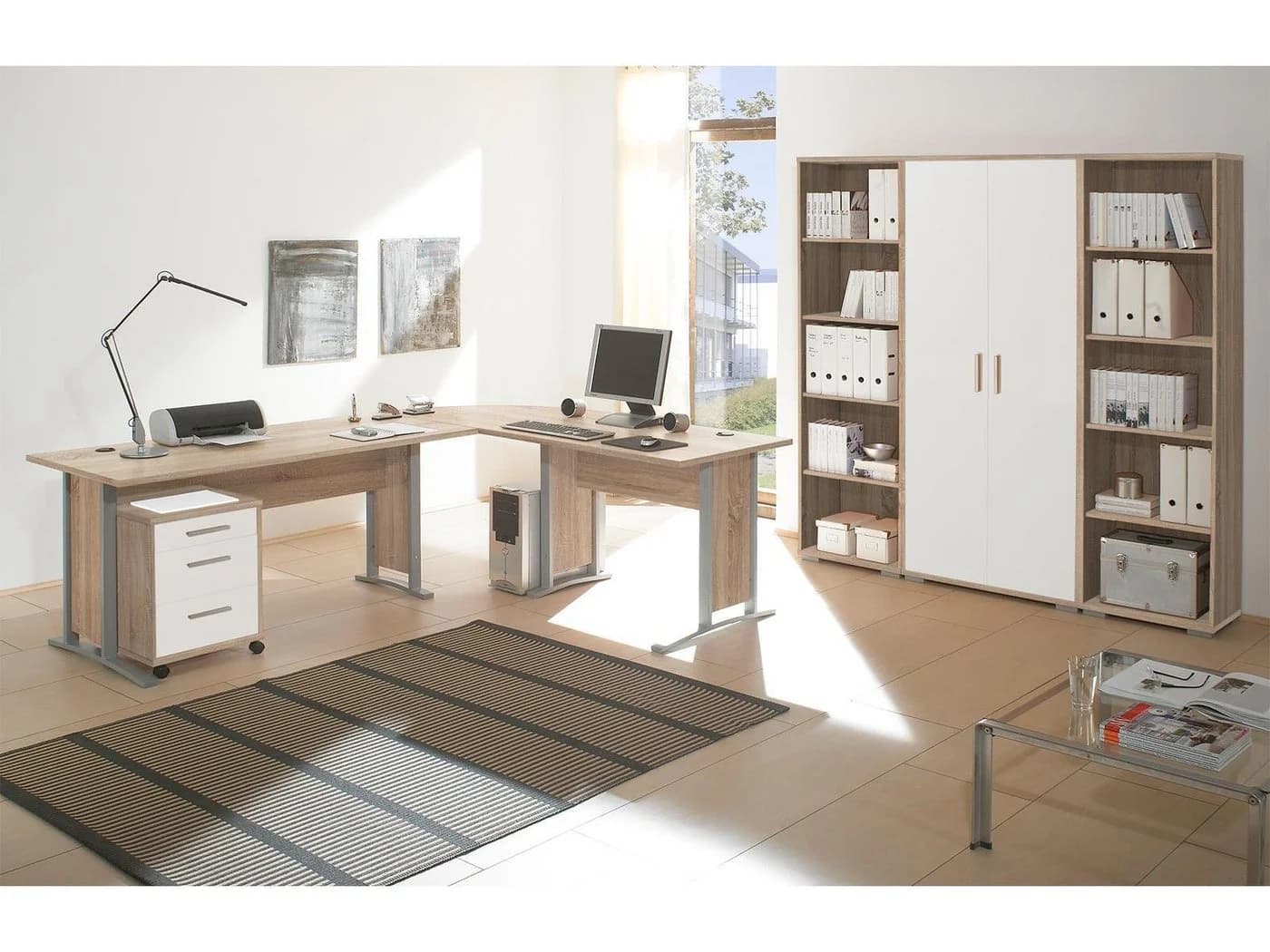 PREISBRECHER Büro-Set Clermont Regalwand mit Aktenschrank