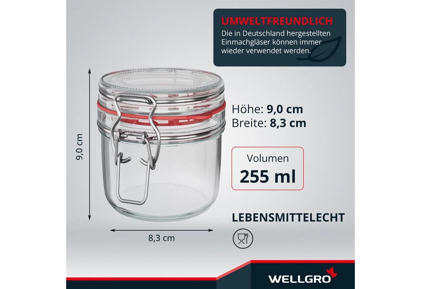 Wellgro Einmachglas mit Bügelverschluss transparent 6-tlg.