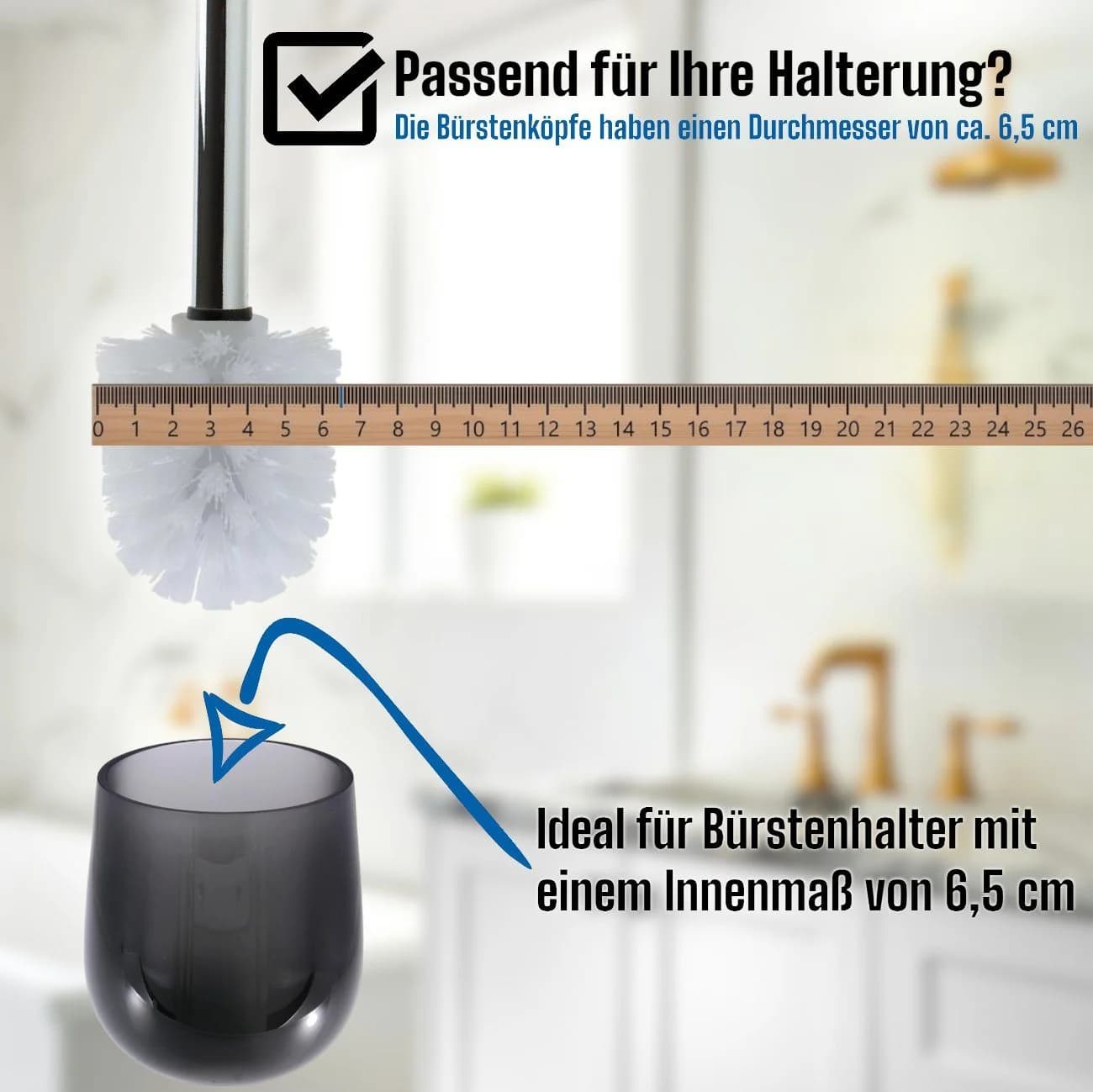 Daloual WC-Reinigungsbürste Edelstahlgriff 12-tlg. Ersatzbürstenköpfe Weiß