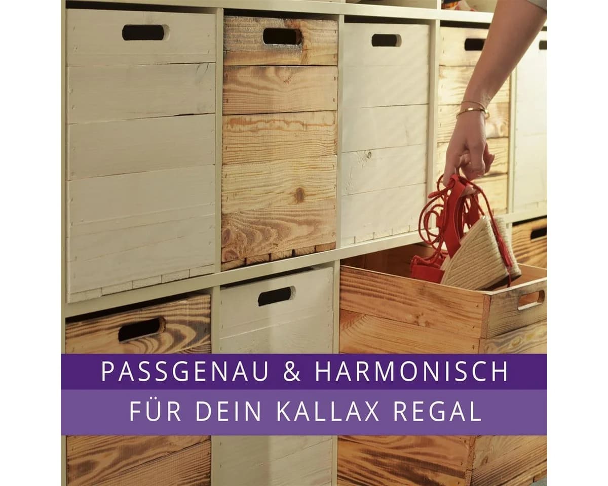 CHICCIE Holzkiste Kallax Aufbewahrungsbox Geflammt Vintage