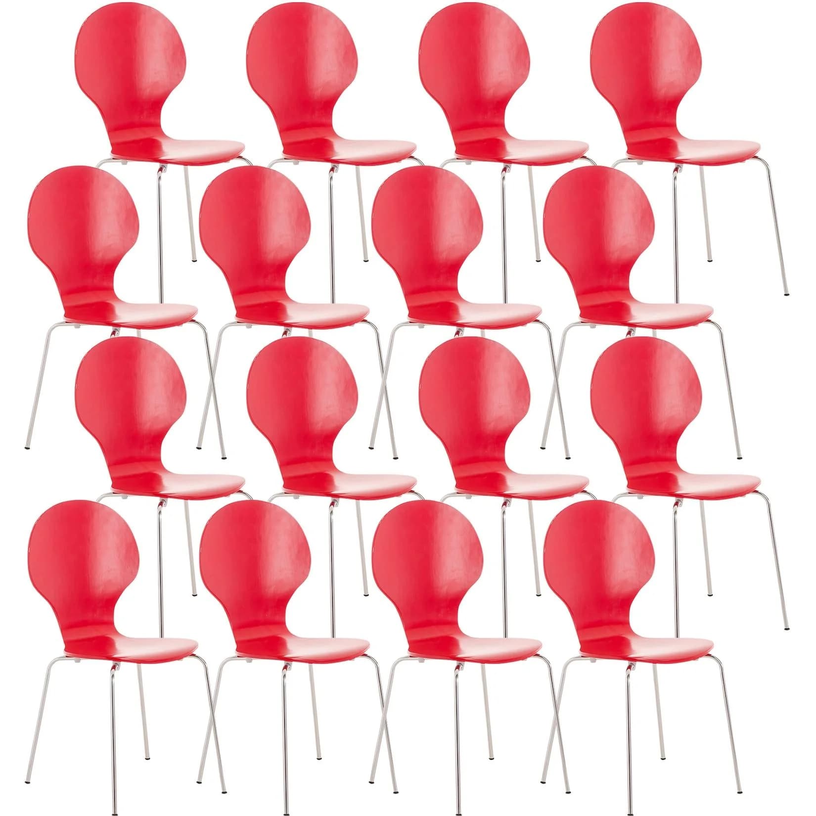 CLP Stapelstuhl Diego 16er Set Holzsitz Metallgestell Ergonomisch