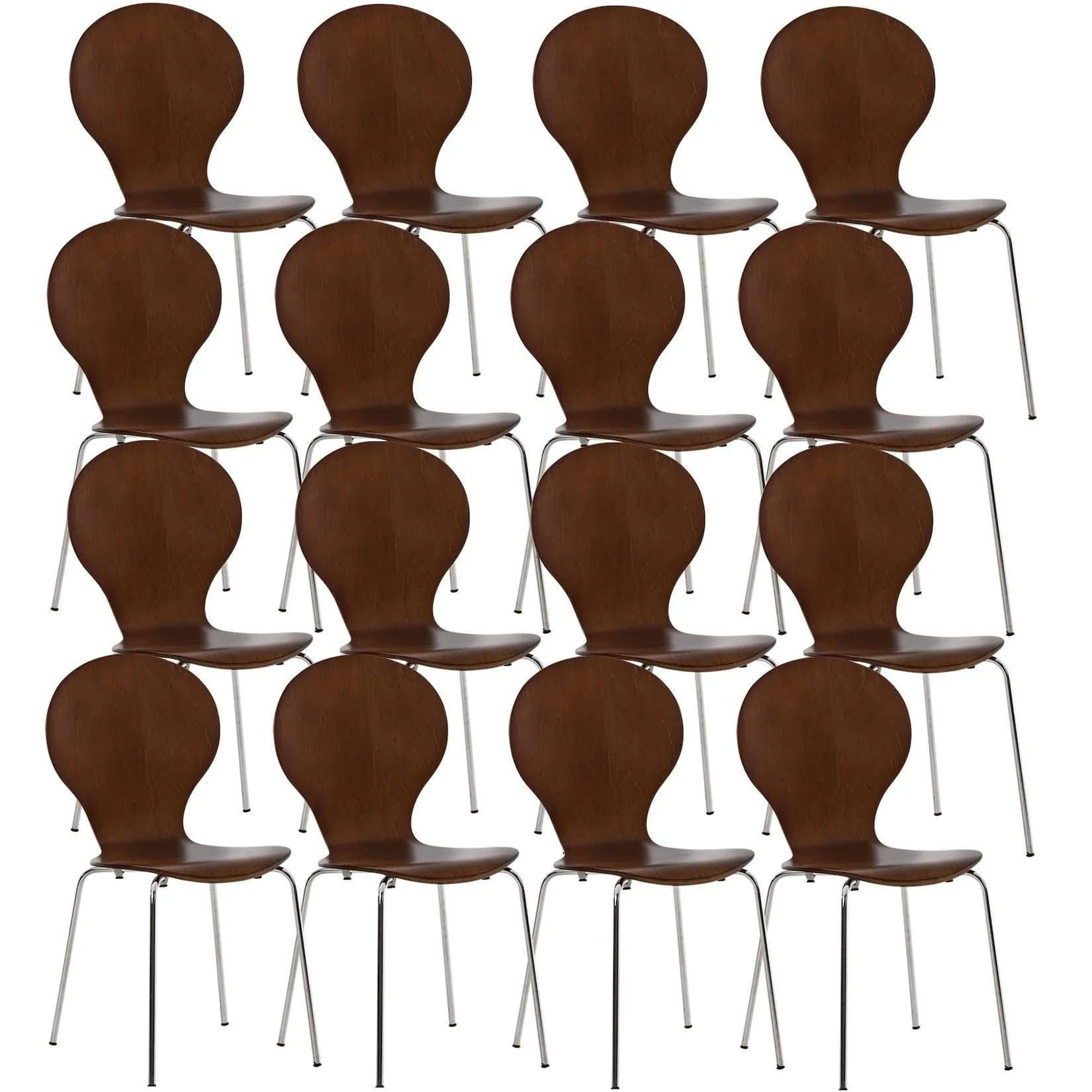 CLP Stapelstuhl DIEGO 16er Set Ergonomisch Holz Metall
