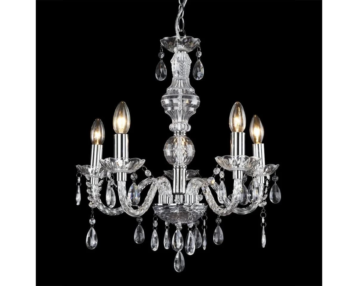 lux.pro Kronleuchter Elegance 5-flammig Chrom mit Kristallen