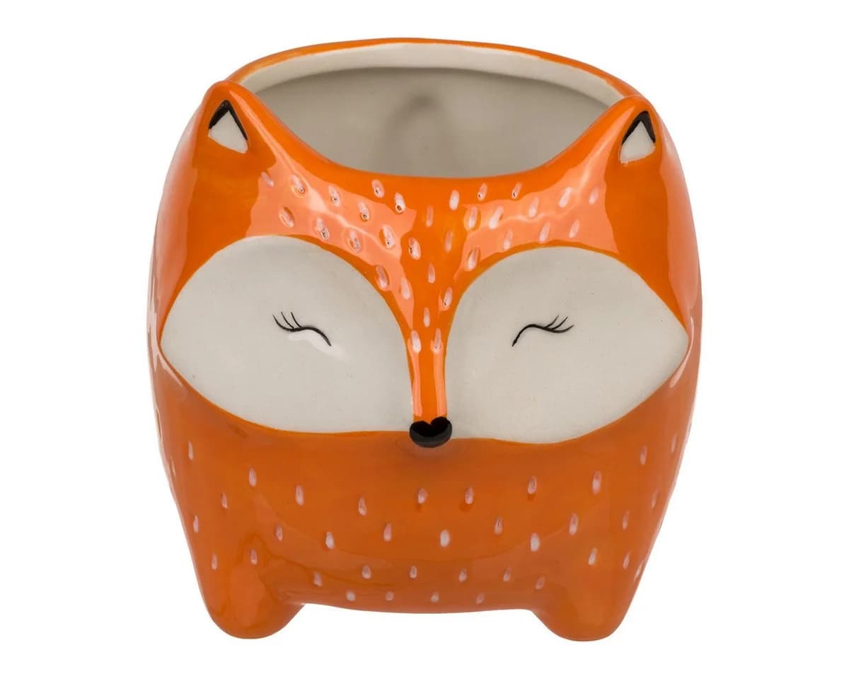 Fuchs Blumentopf aus Keramik mit Übertopf-Funktion
